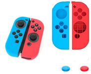 New World Silicon Case Cover Skins Protective Soft Shell for Nintendo Switch/Switch OLED Joy-CON Joycon Controller with 2 Thumb Grips Red+Blue,