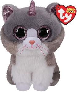 Ty UK Ltd 2005071 Asher Cat W/Horn - Beanie Boos Stuffed Animal, Multicoloured, 15cm