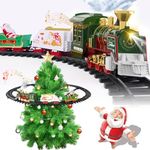 TERRAMUS Christmas Train Set - Hanging Train Toys with Smoke Light & Sound for Boys Girls,Train Set Around Under the Christmas Tree with Steam,Carriages Tracks for 3-12 Years Old Kids Decoration Gift