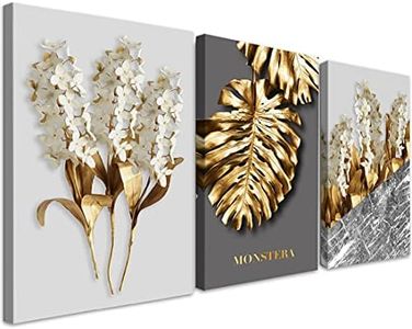 The Melody Art Large Modern Canvas Wall Art Hyacinth Painting White Flower Canvas Prints for Living Room Bedroom Office Wall Decor Framed Wall Decorations, 16"x24" x 3 PCS, Ready to Hang
