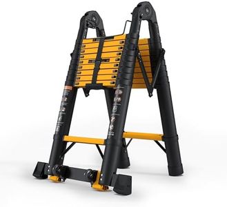 SINMEIRUN 20.3 FT Telescoping A Frame Ladder, 10 Step, ANSI Certified, Type I Heavy Duty, 330lbs Max Capacity, Aluminum Extension Ladder for Home, Roof, RV; Yellow