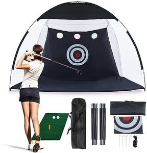 LEMROE Professional Golf Practice Net Golf Hitting Net with Chipping Target Pockets,1 Golf Turf Mat, 2 Golf Balls,1 Golf Tee and Carry Bag for Outdoor