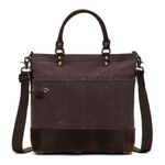 Della Q Canvas Water-Resistant Tote for Knitting or Crocheting Projects, Leather, Cocoa, 38cm x 34cm x 12cm