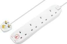 Masterplug Four Socket Power Surge Protected Extension Lead, 2 Metres, 25 x 5.5 x 3 cm, White