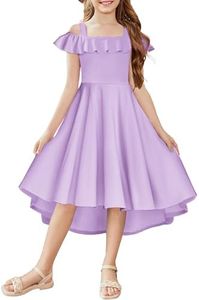 Arshiner Girls Wedding Dress Tween Summer Formal Fancy Cold Shoulder Dresses Purple 6-7 Years