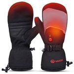 SAVIOR HEAT Heated Ski Gloves, Heated Mittens for Men Women,7.4V Rechargeable Battery Gloves for Skiing Hiking