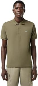 Lacoste Petit Piqué Short Sleeve Cotton Polo T-Shirt for Men, Medium, Khaki, Khaki, M
