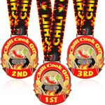 Tkifoda 3 Pcs Chili Cook Off Medals Trophies Prizes, Chili Cook Off Awards for 1st 2nd 3rd Place Medals, Winner Medals with Neck Ribbon, Chili Cook Off Decorations Supplies