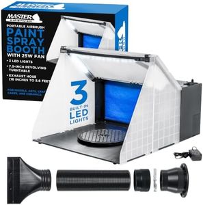 Master Airbrush Portable Airbrush Spray Booth Station with LED Lights, 25W Fan, Turntable & 6' Exhaust Hose, 16.5"x19"x13.5" Hobby Airbrush Booth for Painting, Models, Arts, Crafts, Cakes