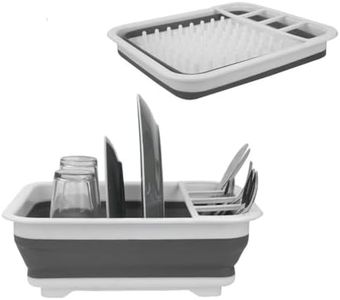 Nextin Collapsible Dish Drying Rack - Portable Dinnerware Drainer Organizer - Drying Rack Set for Kitchen RV Campers Travel Trailer - Space Saving Kitchen Storage Tray