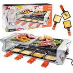 MasterChef Dual Cheese Raclette Table Grill w Non-stick Grilling Plate and Cooking Stone- Deluxe 8 Person Electric Tabletop Cooker- Melt Cheese and Grill Meat and Vegetables at Once