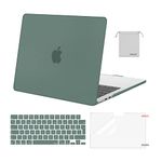 MOSISO Compatible with MacBook Air 13.6 inch Case 2024 2023 2022 M3 M2 A3113 A2681 Chip, Plastic Hard Shell&Keyboard Cover&Screen Protector&Pouch for MacBook Air 13 inch Case M2 M3, Emerald Green