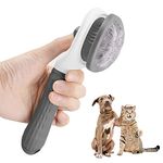 Moseem Cat/Dog Brush, Cat Grooming Brush for Shedding Cat Comb Pet Brush, Cat Hair Brush with Cleaning Button, Cat Brush for Short/Long Haired Cats,Removes Loose Undercoat,Tangled Hair (Grey)