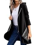 Zeagoo Women's Long Zip Up Hoodie Light Oversized Thin/Fleece Tunic Hooded Sweatshirt Jacket with Pockets