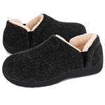 LongBay Men's Cozy Memory Foam Winter Slippers Comfy Warm House Shoes with Elastic Dual Gores for Indoor Outdoor (X-Large /13-14, Solid Dark Gray)