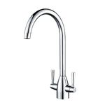 Hapilife Kitchen Sink Mixer Tap Monobloc Two Handles 360 Swivel Spout 1 Hole Contemporary Mono Sink Faucet Taps Mixers Chrome 10 Year Warranty