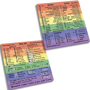 SYNERLOGIC Mac OS (M/Intel) + Word/Excel (for Mac) Quick Reference Keyboard Shortcut Stickers - for MacBook Air/Pro/iMac/Mac/Mini (Rainbow, 1 Set)