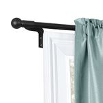 MAYTEX Easy Install Café Window Rod, Metal, Black, 18-48 Inches