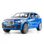 TGRCM-CZ 1/32 Compatible for BMW X5 SUV Model Car Toy, Diecast Alloy Pull Back Car Model with Light and Sound Toy Vehicles for Kids Blue