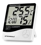 ApTechDeals HTC-1 Digital Hygrometer Thermometer Humidity Meter With Clock LCD Display