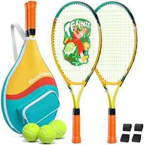 AboveGenius Kids Tennis Racket Set, 21-23 inch Tennis Racket for Toddler Youth Starter Kit, 3 Balls, 2 Lightweight Racquets with Easy Carrying Shoulder Strap Bag