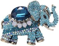 Fashion Elephant Lapel Pin Brooch for Women Girls Full Cubic Zirconia Rhinestone Animal Dress Accessories Boutonniere Corsage for Hat Bag Suit Pins Collar Scarves Jackets Backpacks Clothes Brooches Pins Dianty Jewelry Gifts Birthday (Blue)