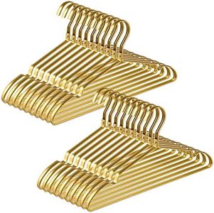 Amber Home Premium Matte Gold Aluminum Coat Hangers 20 Pack, 16.5” Extra Smooth & Durable Metal Shirt Dress Hanger, Light & Sturdy Metal Rack for Jacket Trouser Pant Slack