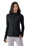 Yogalicious Womens Long Sleeve Full Zip Up Hoodie Jacket - Black - Small