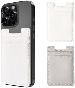 2Pack Phone Wallet,Leather Phone Card Holder Adhesive Stick On Credit Card Pocket for Back of Phone Case iPhone and Android-White,Grey