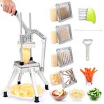 Ezcasch French Fry Cutter Commercial Potato Chopper Stainless Steel Vegetable Dicer Fruit Slicer for Onion,Cabbage,Carrots,Potato,Mushroom,with 4 Blades(1/4",3/8",1/2",8 wedge slice)