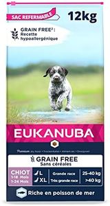 EUKANUBA Chien Sans Céréales Chiot & Junior Grandes Races Riche en Poissons 12kg