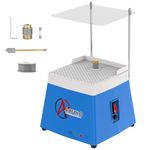 AOFOLO Portable Stained Glass Grinder Machine DIY Tool with 5/8" & 1" Grinder Bits, 63/37 Solder, Glass Cutter, Acrylic Baffle for Glass Processing Arts and Decoration, 110V 65W, 4200RPM, Blue