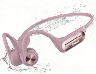 KIM HOST Bone Conduction Swimming Headphones, IP68 Waterproof Headphones with MP3 Player 32G Memory Wireless Sport Earphones, Open Ear Headphone Built in Mic for Running, Swimming, Cycling (Pink)