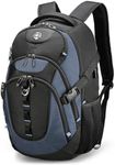 Swissdigital Design Large Business Laptop Backpack with Smart USB Charging Port Travel Backpack Fits 15.6 inches Laptops, College Backpack for Men Women,Haze Blue/Black | SD803