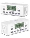 [2 Pack] NEARPOW Digital Timer For Lamp With Dual Outlets, Programmable Timer In Door, Outlet Timer For Lights,10 On/Off Programs, 24-Hour And 7-Day Programmable Electric Plug Timer,3 Prong, 15A/1875W