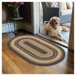 Homespice 27x45” Black Oval Braided Rug. Kilimanjaro Black Jute Oval Rug. Uses- Entryway Rugs, Kitchen Rugs, Bathroom Rugs. Reversible, Rustic, Country, Primitive, Farmhouse Decor Rug