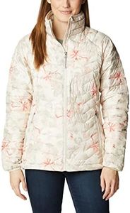 Columbia Women's Plus Size Powder Lite Jacket, Chalk Aurelian Print, 1X