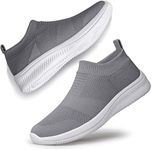 vibdiv Slip on Hiking Shoes Women Walking Shoes Fashion Sock Sneakers Lightweight Comfortable Casual Shoes Gary 5 Dark Gray White, Grey