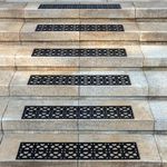 Spurtar Rubber Stair Treads Non Slip Outdoor 6 Pack, 35 x 10 Inch Outdoor Stair Treads for Wooden Steps, Skid Resistant Stair Treads for Concrete Marble Tile Metal Stairs, Black