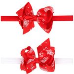 Christmas Headband for Toddler Baby Girl Bowknot Elastic Hairband Xmas Hair Accessories Headwrap Tie (Pack of 2-Snowflake)