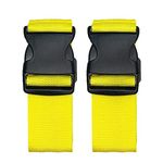 2 Pack Suitcase Belts, Adjustable Luggage Straps, Bright Colors Travel Packing Straps with Quick Release Buckle (Yellow)