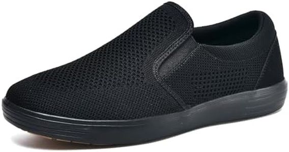 TIOSEBON Men's Mesh Slip on Walking Loafer Shoes Memory Foam Arch Support Slip Resistant Work Drving Tennis Sneaker All Black 9 US