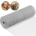 shsyue Chicken Wire Mesh Roll,25M x 40cm Wire Fencing Netting,Strong Mesh Fencing Net for Poultry Pet Rabbit,Garden Fence Animal Barrier,Anti-Rust Galvanized,DIY Craft Projects