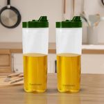 Frenchware Oil Dispenser 1 Litre (Pack of 2, Oil Pourer Green, 1 Litre Each), Ideal for Storing & Pouring Liquids, Refined Oils, Olive Oil, Vinegar, Soy, BPA-Free, Food Grade Material