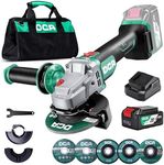 DCA Brushless Angle Grinder 20V 4-1/2 inch, Cordless 4.0Ah Battery & 2A Fast Charger, 8500RPM, Power Angle Grinder with Cutting & Grinding Wheels, Flap Discs for Wood Metal & Rust Removal