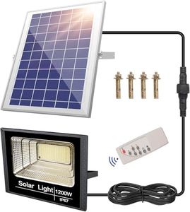 Solar Lights Outdoor Solar Wall Big Spotlight Garden 10000 High Lumens IP67 with Remote Control 5 Modes Adjustable Brightness from Dusk to Dawn Dimmable 6500K Black (1200W)