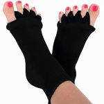 USOXO Cotton Foot Alignment Socks I Finger Toe Separator I Easing Bunion Hammertoe and Arthritis Pain Relief I Improving Posture & Increasing Flexibility I Free Size for Office Yoga Men & Women ( Black )