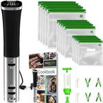 SOUSVIDE ART Sous Vide Precision Cooker Kit - 800W DELUXE Sous Vide Machine with Temperature and Timer for Kitchen - Immersion Circulator with 30 Vacuum Seal Bags, Vacuum Pump, Cookbook