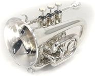 Sky Band Approved Silver Plated Bb Pocket Trumpet with Case, Cloth, Gloves and Valve Oil, Guarantee Excellent Sound