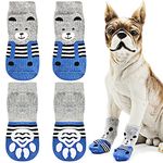 Udebohe Dog Socks for Small Medium Large Dogs (4 PCs), Soft Breathable Cute Anti-Slip Dog Paw Protector, High-Stretch Knitted Pet Socks, Traction Control for Indoor Hardwood Floor Wear